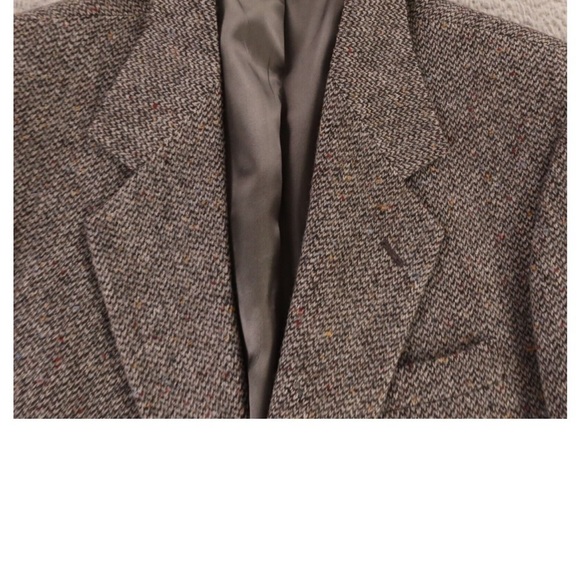 VINTAGE Tweed Jacket M Gray Barleycorn 100% Wool Donegal Blazer Sport Coat 43R - Picture 3 of 13